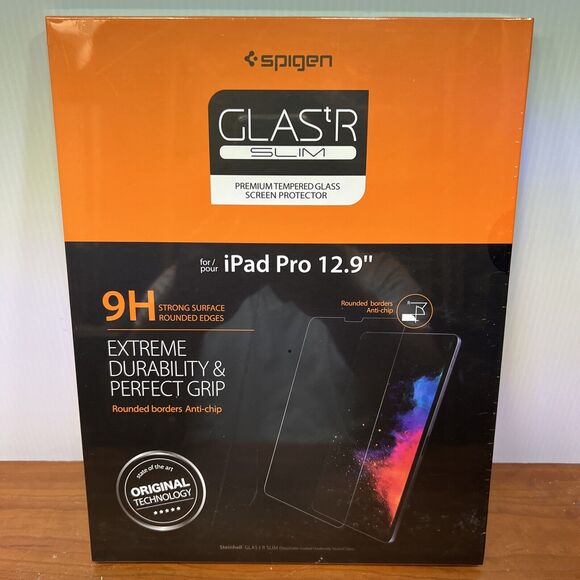 iPad Pro 12.9 in | Spigen [ Glas.tR Slim ] Slim Sensor Opening Screen Protector - Picture 1 of 3